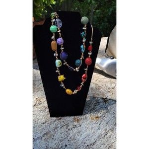Chico's Boho Long Multicolor Beaded Necklace